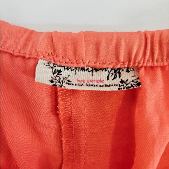 Free People Silky Satin Lounge Sleep Drawstring Relaxed Fit Shorts in Coral L - Picture 5 of 6
